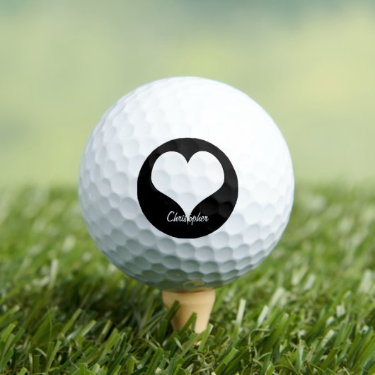 Weißes Herz-Design personalisiert Golfball (Insitu T-Shirt)