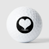 Weißes Herz-Design personalisiert Golfball (Vorderseite)
