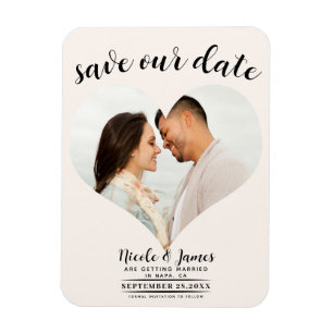Weißes Herz Foto Hochzeit Termin vormerken Magnet