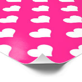Weißes Herz Hot Pink Hintergrund Polka Dot Herz Poster (Ecke)