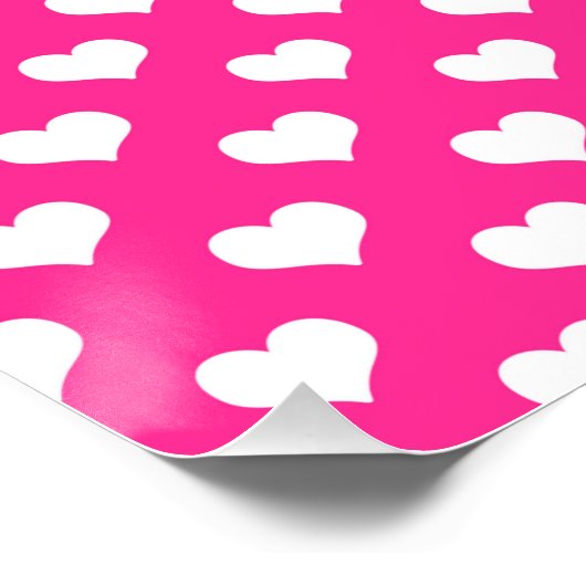 Weißes Herz Hot Pink Hintergrund Polka Dot Herz Poster (Ecke)
