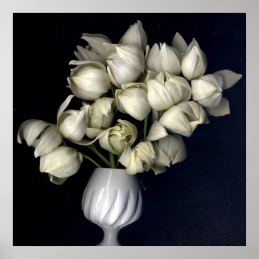 Weißes Herz in schwarz Poster (Vorne)