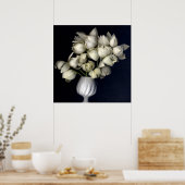 Weißes Herz in schwarz Poster (Küche)