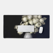 Weißes Herz in schwarz Schreibtischunterlage (Tastatur & Maus)