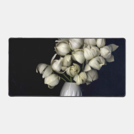 Weißes Herz in schwarz Schreibtischunterlage