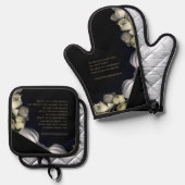 "Weißes Herz in schwarz vom Mond" & Reise Stille Ofenhandschuh & Topflappen-Set (Vorderseite/Rückseite)