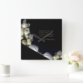 "Weißes Herz in schwarz vom Mond" & Stille Quadratische Wanduhr (Zuhause)