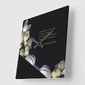 "Weißes Herz in schwarz vom Mond" & Stille Quadratische Wanduhr (Winkel)