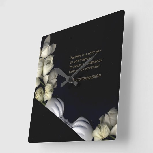 "Weißes Herz in schwarz vom Mond" & Stille Quadratische Wanduhr (Winkel)