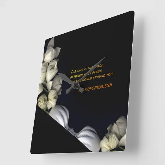 "Weißes Herz in schwarz vom Mond" & Zeit Quadratische Wanduhr (Winkel)