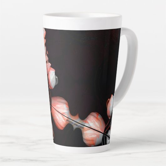 "Weißes Herz in Schwarz von der Sonne" Milchtasse (Rechte Ecke)