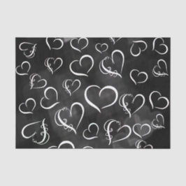 Weißes Herz mit schwarzem Hintergrund Seidenpapier