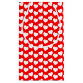 Weißes Herz-Muster auf roter kleiner Kleine Geschenktüte (Rückseite)