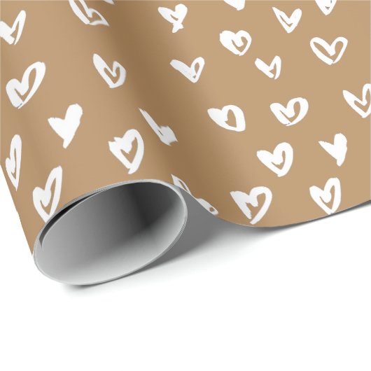 Weißes Herz-Packpapier Geschenkpapier (Rolleneckpunkt)