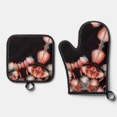 Weißes Herz schwarz aus der Sonne Ofenhandschuh & Topflappen-Set (Vorderseite)
