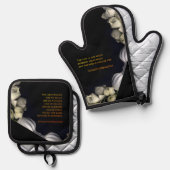 "Weißes Herz schwarz vom Mond" & Indifferenz Ofenhandschuh & Topflappen-Set (Vorderseite/Rückseite)