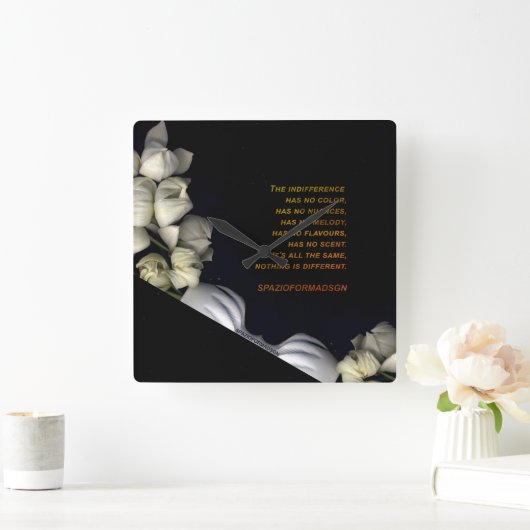 "Weißes Herz schwarz vom Mond" & Indifferenz Quadratische Wanduhr (Zuhause)