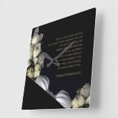 "Weißes Herz schwarz vom Mond" & Reise Quadratische Wanduhr (Winkel)