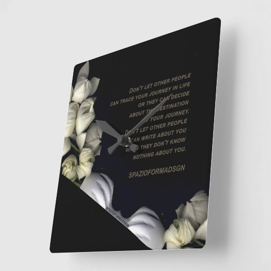 "Weißes Herz schwarz vom Mond" & Reise Quadratische Wanduhr (Winkel)