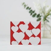 Weißes Herz über Rotes Valentin Feiertagspostkarte (Stehend Vorderseite)