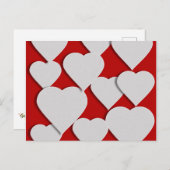 Weißes Herz über Rotes Valentin Feiertagspostkarte (Vorne/Hinten)