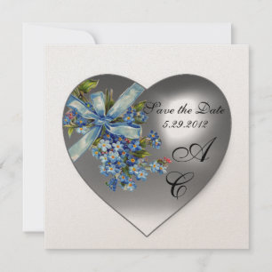 WEIßES HERZ VERGISSMEINNICHT MONOGRAMM Champagner Einladung