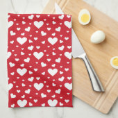 Weißes Herzmuster auf Rot Geschirrtuch (Viertel Falte)