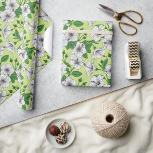 Weißes Hibiskus-Tropenblumenmuster Geschenkpapier