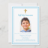 Weißes Himmelblau Foto Bogen Erste Heilige Kommune Einladung (Vorderseite)