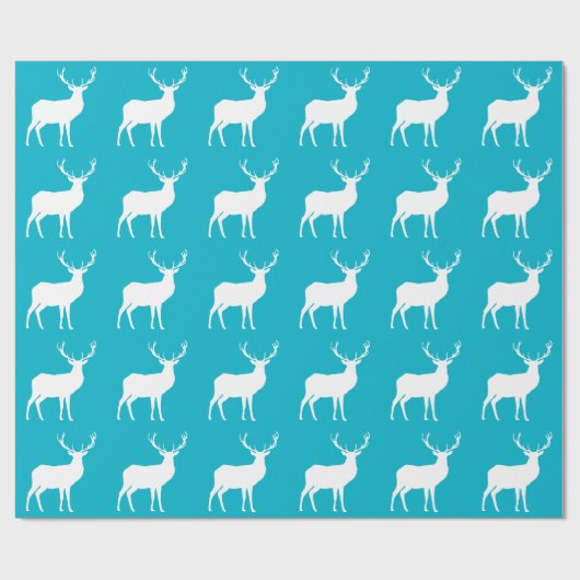 Weißes Hirsch auf hellblauem Wrapping Paper Geschenkpapier (Flach)