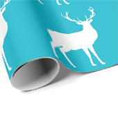 Weißes Hirsch auf hellblauem Wrapping Paper Geschenkpapier (Rolleneckpunkt)