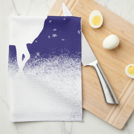 Weißes Hirsch im Schnee Geschirrtuch (Viertel Falte)