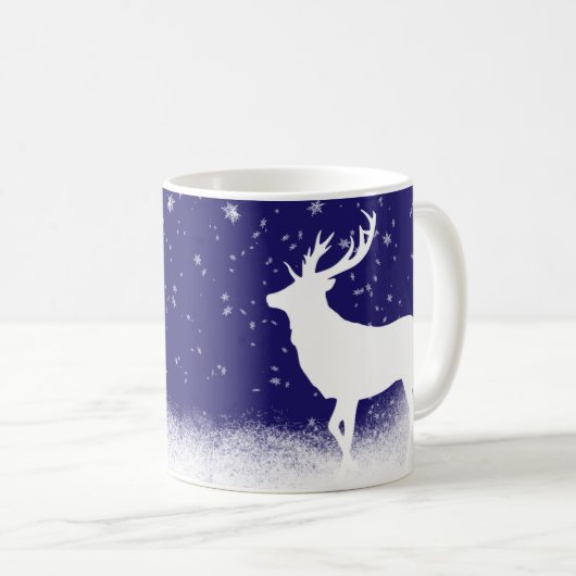 Weißes Hirsch im Schnee Kaffeetasse (VorderseiteRechts)