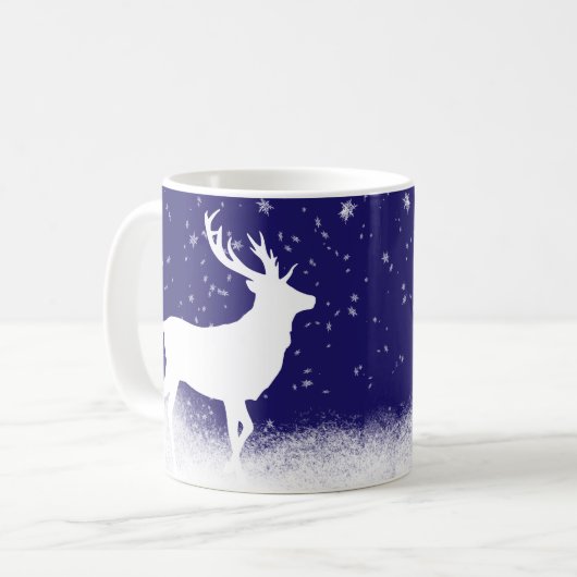 Weißes Hirsch im Schnee Kaffeetasse (Vorderseite Links)