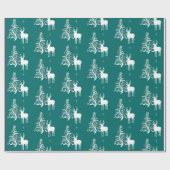 Weißes Hirsch mit stilisierten Bäumen in Grün und Geschenkpapier (Flach)