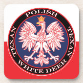 Weißes Hirsch Runde Polnisch Texan Getränkeuntersetzer (Vorderseite)