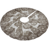 Weißes Hirsch und Schneeflocken Holiday Tree Skirt Polyester Weihnachtsbaumdecke (Schrägansicht)