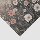 Weißes Hochland Kuh Rosa Wildblumen Malerei Seidenpapier (Ausschnitt)