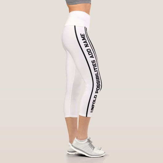 Weißes Hochwandiges Yoga Capris, XS (0-2) Capri Leggings (Rechts)