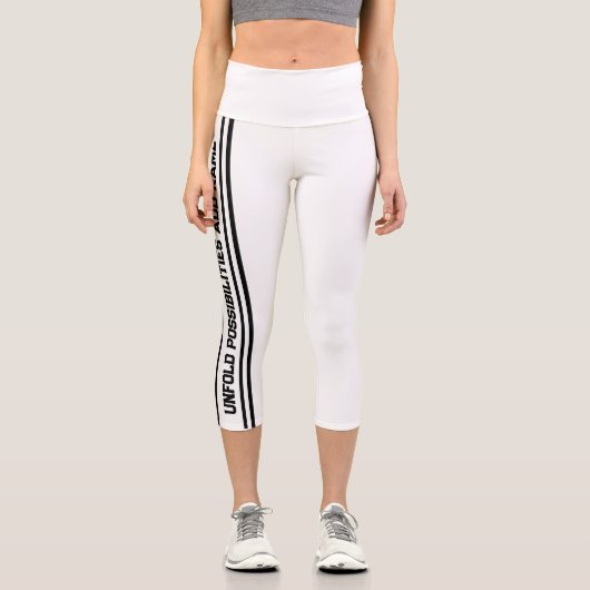 Weißes Hochwandiges Yoga Capris, XS (0-2) Capri Leggings (Vorderseite)