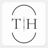 Weißes Hochzeitmonogramm in Oval-Rahmen Quadratischer Aufkleber (Vorderseite)