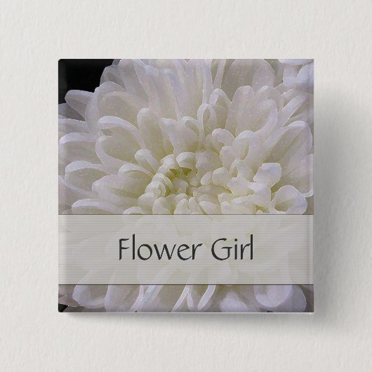 Weißes Hochzeits-Button für das Blumen-Mädchen Button (Vorderseite)