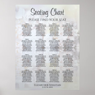 Weißes Hochzeits-Sitzplan-Chart für 16 Tische Poster