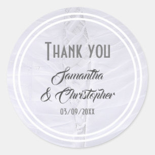 Weißes Hochzeitskleid danke Runder Aufkleber