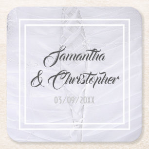 Weißes Hochzeitskleid Rechteckiger Pappuntersetzer