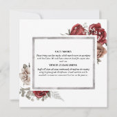 Weißes Hochzeitskleid rote Rose Blumenstrauß Blume Einladung (Rückseite)