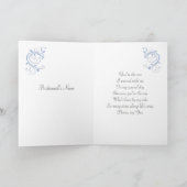 Weißes Hochzeitskleid, Wirbel auf blauer Bridesmai Einladung (Innenseite)