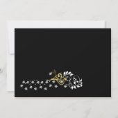 Weißes Hochzeitskleid, Wirbel auf schwarzem Brautp Einladung (Rückseite)