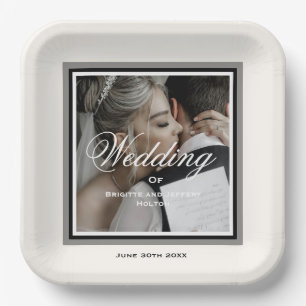 Weißes Hochzeitspaar Foto 9in Papier Teller