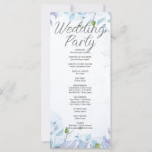 Weißes Hochzeitsprogramm für Blaue und Lila Blätte (Rückseite)